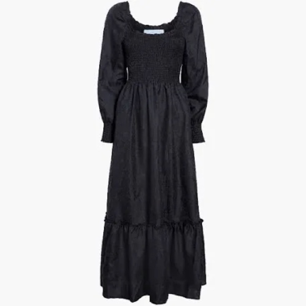 Hill House The Emily Nap Dress in black crushed taffeta, XS. NWT!